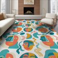 thumbnail image 1 of ODIKA 8'x10' Washable Area Rug Retro Playful Funky Asymmetrical Motif Designer Bathroom Abstract for Dining Room, Large Office, Lounge, Non-Slip Chair-Friendly Mat, 1 of 7