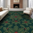 thumbnail image 1 of ODIKA 8'x10' Washable Area Rug Rings Festive Botanical Snake Motif Border Circle Round Leaves Refined for Dining Room, Large Office, Lounge, Non-Slip Chair-Friendly Mat, 1 of 7