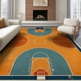 thumbnail image 1 of ODIKA 8'x10' Washable Area Rug Round Basketball Blanket Retro Stripe Frame Arc Motif Football for King Size Bedroom Under Bed, Master Suite, Non-Shedding, Easy Care, 1 of 7