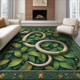 thumbnail image 1 of ODIKA 8'x10' Washable Area Rug Round Rings Snake Coil Leaves Festive Scroll Circle Classroom for Dining Room, Large Office, Lounge, Non-Slip Chair-Friendly Mat, 1 of 7