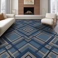 thumbnail image 1 of ODIKA 8'x10' Washable Area Rug Solid Structured That Layout Lines Balanced Couch Navy Geometric for Dining Room, Large Office, Lounge, Non-Slip Chair-Friendly Mat, 1 of 7