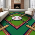thumbnail image 1 of ODIKA 8'x10' Washable Area Rug Sport Design With Crossed Bats Ball And Stitched Seam Accents Baseball Field for King Size Bedroom Under Bed, Master Suite, Non-Shedding, Easy Care, 1 of 7