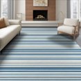thumbnail image 1 of ODIKA 8'x10' Washable Area Rug Striped Accent With Horizontal Bands And Minimalist Border Design for King Size Bedroom Under Bed, Master Suite, Non-Shedding, Easy Care, 1 of 7