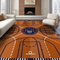 thumbnail image 1 of ODIKA 8'x10' Washable Area Rug Striped Borders Blanket Football Bold Center Round Basketball Hoop Playful for King Size Bedroom Under Bed, Master Suite, Non-Shedding, Easy Care, 1 of 7