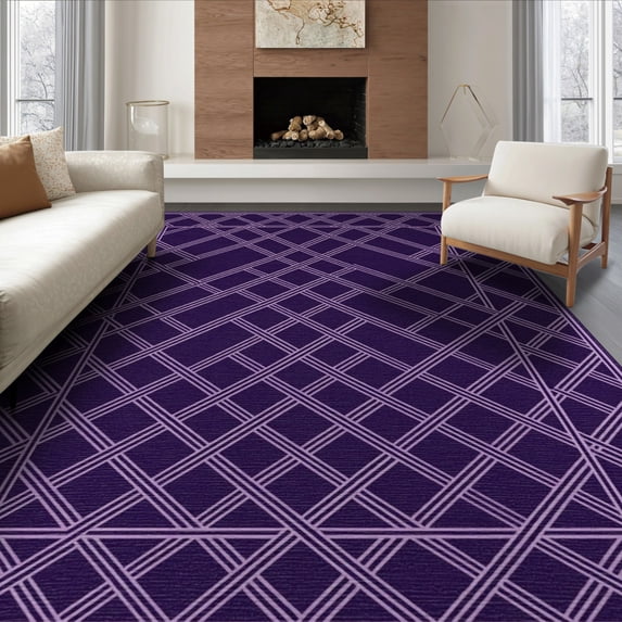 ODIKA 8'x10' Washable Area Rug Style Abstract Grid Network Modern Decorative Surface Cover for Dining Room, Large Office, Lounge, Non-Slip Chair-Friendly Mat