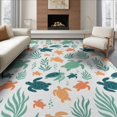thumbnail image 1 of ODIKA 8'x10' Washable Area Rug Stylized Turtle Ocean Adventure With Rising Bubbles Decorative for King Size Bedroom Under Bed, Master Suite, Non-Shedding, Easy Care, 1 of 7