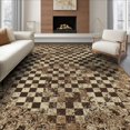 thumbnail image 1 of ODIKA 8'x10' Washable Area Rug Throw Aged Large Geometric Symmetrical Border Couch Checkered for Dining Room, Office, Lounge, Non-Slip Chair-Friendly Mat, 1 of 7
