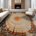 thumbnail image 1 of ODIKA 8'x10' Washable Area Rug Tree Stump Wood Grain Rustic Distressed With Vintage Annual Rings for Living Room, Under Sectional, Family , Durable, Non-Slip, 1 of 7