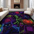 thumbnail image 1 of ODIKA 8'x10' Washable Area Rug Vibrant Abstract Horror Themed Design Eclectic Mix of Gothic Symbols and Pop Art for Dining Room, Large Office, Lounge, Non-Slip Chair-Friendly Mat, 1 of 7