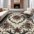 thumbnail image 1 of ODIKA 8'x10' Washable Area Rug Vintage Garden Blooms Central Focus Ornate Foliage Accent Frame for King Size Bedroom Under Bed, Master Suite, Non-Shedding, Easy Care, 1 of 7