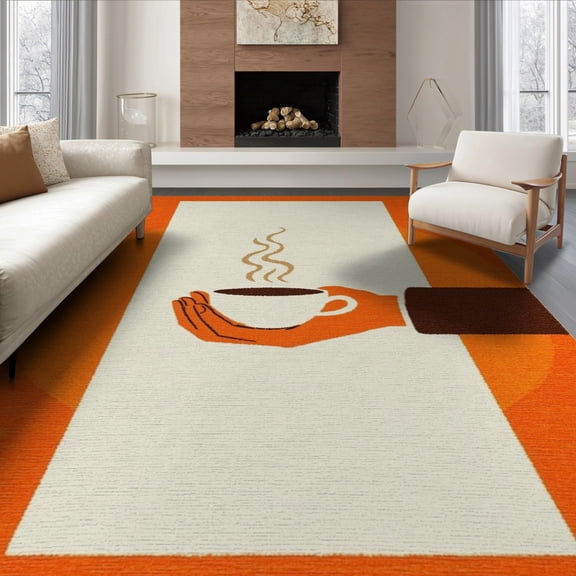 ODIKA 8'x10' Washable Area Rug Vintage Men Graphic Is Holding Cartoon Novelty Aesthetic for Dining Room, Large Office, Lounge, Non-Slip Chair-Friendly Mat