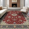 thumbnail image 1 of ODIKA 8'x10' Washable Area Rug Vintage Web Border Scroll Distressed Carpect Deepburgundy Pink for Living Room, Under Sectional, Family , Durable, Non-Slip, 1 of 7