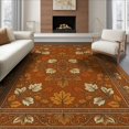 thumbnail image 1 of ODIKA 8'x10' Washable Area Rug Vinyl Orange Seasonal Motif Decorative Scrolling Frame Bedside for Dining Room, Large Office, Lounge, Non-Slip Chair-Friendly Mat, 1 of 7