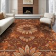 thumbnail image 1 of ODIKA 8'x10' Washable Area Rug Vinyl Palette Orange Botanical Repeating Peach Bedside Sunflower for Dining Room, Large Office, Lounge, Non-Slip Chair-Friendly Mat, 1 of 7