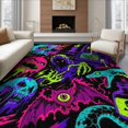 thumbnail image 1 of ODIKA 8'x10' Washable Area Rug Vivid: Eclectic Horror Gothic Imagery with Skulls, Specters, for Dining Room, Large Office, Lounge, Non-Slip Chair-Friendly Mat, 1 of 7