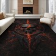 thumbnail image 1 of ODIKA 8'x10' Washable Area Rug Vivid Orange Black Gothic Skull Cracks Design Intricate Geometric with Fiery for Living Room, Under Sectional, Family , Durable, Non-Slip, 1 of 7