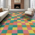 thumbnail image 1 of ODIKA 8'x10' Washable Area Rug Whimsical Checkerboard Hippie Inspired Multicolor Block Funky for Living Room, Under Sectional, Family , Durable, Non-Slip, 1 of 7