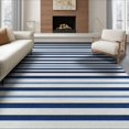 thumbnail image 1 of ODIKA 8'x10' Welcome Striped Door Nautical Beachy Symmetrical Wide Bands Front Washable Area Rug None Non-Shedding, Easy Care, for King Size Bedroom Under Bed, Master Suite, 1 of 7