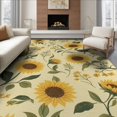 thumbnail image 1 of ODIKA 8'x10' Yellow Warm Sunflower Elegance Washable Area Rug Helianthus Annuus Floral Pattern Charm for Dining Room, Large Office, Lounge, Non-Slip Chair-Friendly Mat, 1 of 7