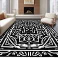 thumbnail image 1 of ODIKA 8'x10' Machine Washable Non-Slip Area Rug, Abstract Brushstroke Labyrinth with Ombre Transitions High Traffic Rug, Black, 570265, 1 of 7