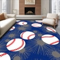 thumbnail image 1 of ODIKA 8'x10' Machine Washable Non-Slip Area Rug, Abstract Drip Baseballs with Splatter Paint Contemporary Art High Traffic Rug, Blue, 596222, 1 of 7