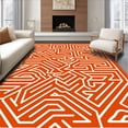thumbnail image 1 of ODIKA 8'x10' Machine Washable Non-Slip Area Rug, Abstract Maze Interlocking Labyrinthal Design High Traffic Rug with Pad, Orange, 464799, 1 of 8