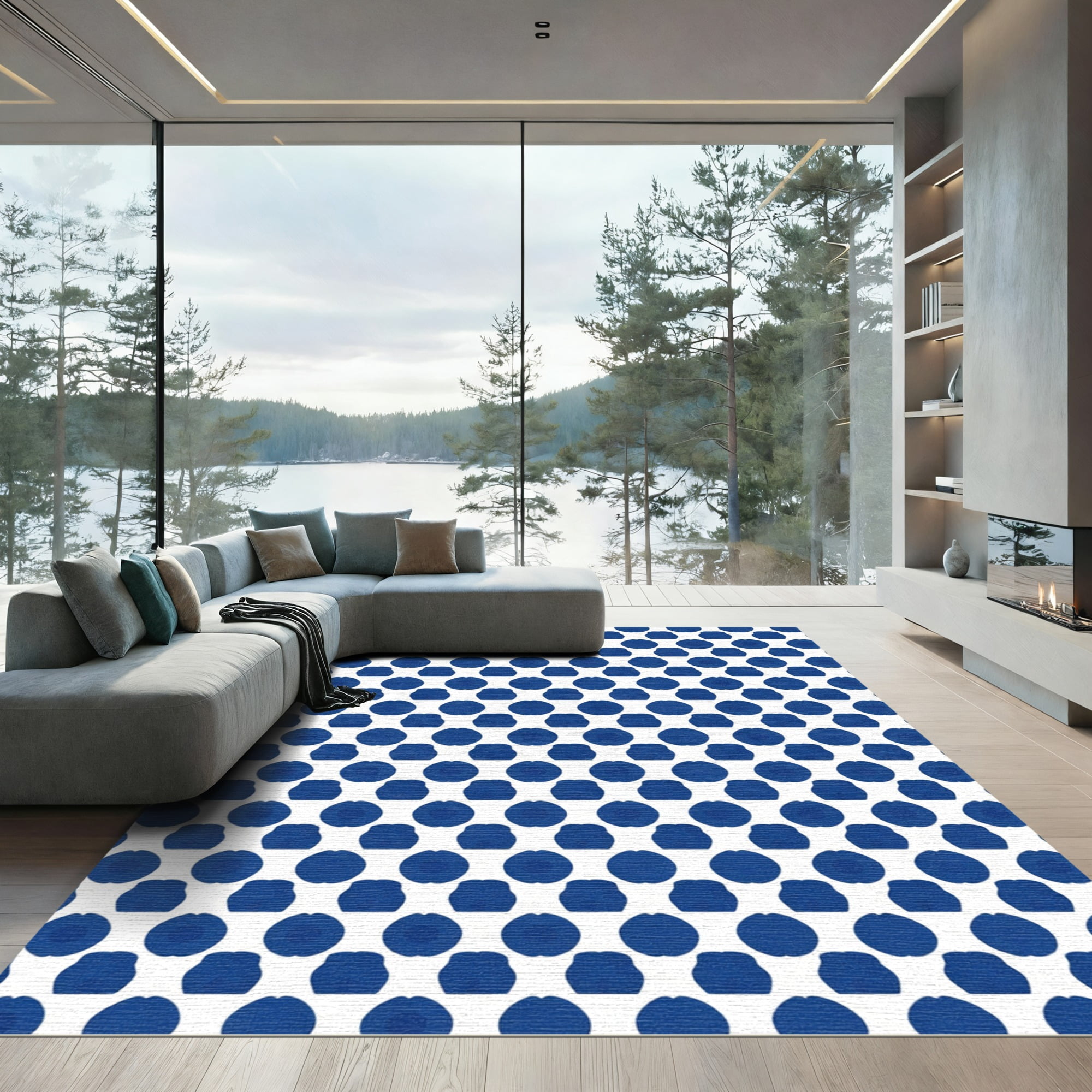 ODIKA 8'x10' Machine Washable Non-Slip Area Rug, Abstract Tile ...