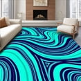 thumbnail image 1 of ODIKA 8'x10' Machine Washable Non-Slip Area Rug, Abstract Wave Flow Design with Contemporary Ripple Motifs High Traffic Rug with Pad, Blue, 532564, 1 of 8