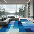 thumbnail image 1 of ODIKA 8'x10' Machine Washable Non-Slip Area Rug, Abstract with Interlocking Layered High Traffic Rug with Pad, Blue, 891645, 1 of 8