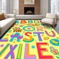 thumbnail image 1 of ODIKA 8'x10' Machine Washable Non-Slip Area Rug, Alphabet Adventure Circular Playmat With Friendly Wildlife Mascot High Traffic Rug with Pad, Yellow, 690710, 1 of 8