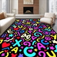 thumbnail image 1 of ODIKA 8'x10' Machine Washable Non-Slip Area Rug, Alphabet Adventure with Playful Animals and Vibrant Letter Shapes High Traffic Rug, Pink, 688095, 1 of 7