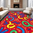 thumbnail image 1 of ODIKA 8'x10' Machine Washable Non-Slip Area Rug, Alphabet Adventure with Whimsical Letters and Playful Numbers Motif High Traffic Rug, Red, 695938, 1 of 7
