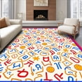 thumbnail image 1 of ODIKA 8'x10' Machine Washable Non-Slip Area Rug, Alphabet Parade Interlocking Letters With Playful Number Motifs High Traffic Rug with Pad, Red, 687987, 1 of 8