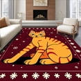 thumbnail image 1 of ODIKA 8'x10' Machine Washable Non-Slip Area Rug, Amusing Flattened Feline Display Humorous Seasonal Practical Joke High Traffic Rug with Pad, Orange, 656285, 1 of 8