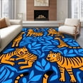 thumbnail image 1 of ODIKA 8'x10' Machine Washable Non-Slip Area Rug, Animal Playtime with Expressive Jungle Creature Illustrations High Traffic Rug, Blue, 723398, 1 of 7
