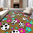 thumbnail image 1 of ODIKA 8'x10' Machine Washable Non-Slip Area Rug, Animated Grazing Cows with Interlocking Floral Meadow Design High Traffic Rug with Pad, Brown, 722506, 1 of 8