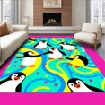thumbnail image 1 of ODIKA 8'x10' Machine Washable Non-Slip Area Rug, Animated Penguin Gathering with Bright and Abstract Arctic High Traffic Rug, Pink, 726169, 1 of 7