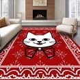 thumbnail image 1 of ODIKA 8'x10' Machine Washable Non-Slip Area Rug, Animated Whiskered Featuring Interlocking Ornament High Traffic Rug, Red, 617388, 1 of 7
