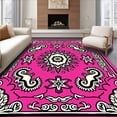 thumbnail image 1 of ODIKA 8'x10' Machine Washable Non-Slip Area Rug, Aristocratic Embellished Symmetrical Interwoven High Traffic Rug with Pad, Pink, 666291, 1 of 8