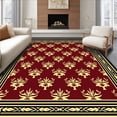thumbnail image 1 of ODIKA 8'x10' Machine Washable Non-Slip Area Rug, Art Chevron Stripe with Metallic Fan and Filigree Highlights High Traffic Rug with Pad, Red, 604434, 1 of 8