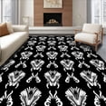 thumbnail image 1 of ODIKA 8'x10' Machine Washable Non-Slip Area Rug, Art Fan Mosaic with Lustrous Silver Accents High Traffic Rug with Pad, Black, 379369, 1 of 8