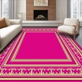 thumbnail image 1 of ODIKA 8'x10' Machine Washable Non-Slip Area Rug, Art Inspired Fan with Elegant Metallic Detailing High Traffic Rug, Pink, 447656, 1 of 7