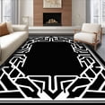 thumbnail image 1 of ODIKA 8'x10' Machine Washable Non-Slip Area Rug, Art Maze with Silver Detailing High Traffic Rug with Pad, Black, 453869, 1 of 8