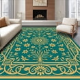 thumbnail image 1 of ODIKA 8'x10' Machine Washable Non-Slip Area Rug, Art Nouveau Insect Parade Featuring Flower Sprigs and Vine Details High Traffic Rug with Pad, Blue, 574599, 1 of 8