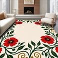 thumbnail image 1 of ODIKA 8'x10' Machine Washable Non-Slip Area Rug, Art Nouveau Poppy Motif with Flowing Botanical Vines High Traffic Rug, Red, 677645, 1 of 7