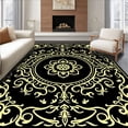 thumbnail image 1 of ODIKA 8'x10' Machine Washable Non-Slip Area Rug, Artisan Crafted Botanical Scroll Interlocking Design High Traffic Rug with Pad, Black, 450177, 1 of 8