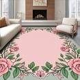 thumbnail image 1 of ODIKA 8'x10' Machine Washable Non-Slip Area Rug, Artisan Handwoven Botanical Garden Faded Ornamental High Traffic Rug with Pad, Pink, 579260, 1 of 8