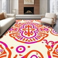 thumbnail image 1 of ODIKA 8'x10' Machine Washable Non-Slip Area Rug, Artisan Inspired Abstract Boho Motifs with Layered Interlocking Shapes High Traffic Rug with Pad, Orange, 543686, 1 of 8