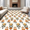 thumbnail image 1 of ODIKA 8'x10' Machine Washable Non-Slip Area Rug, Artisan Interlocking Latticework with Flourishing Petal Details High Traffic Rug, Orange, 470545, 1 of 7
