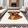 thumbnail image 1 of ODIKA 8x10 Machine Washable Non-Slip Area Rug, Artisan Pet Themed Circular Doorway Needlework Project High Traffic Rug with Pad, Brown, 645461, 1 of 8